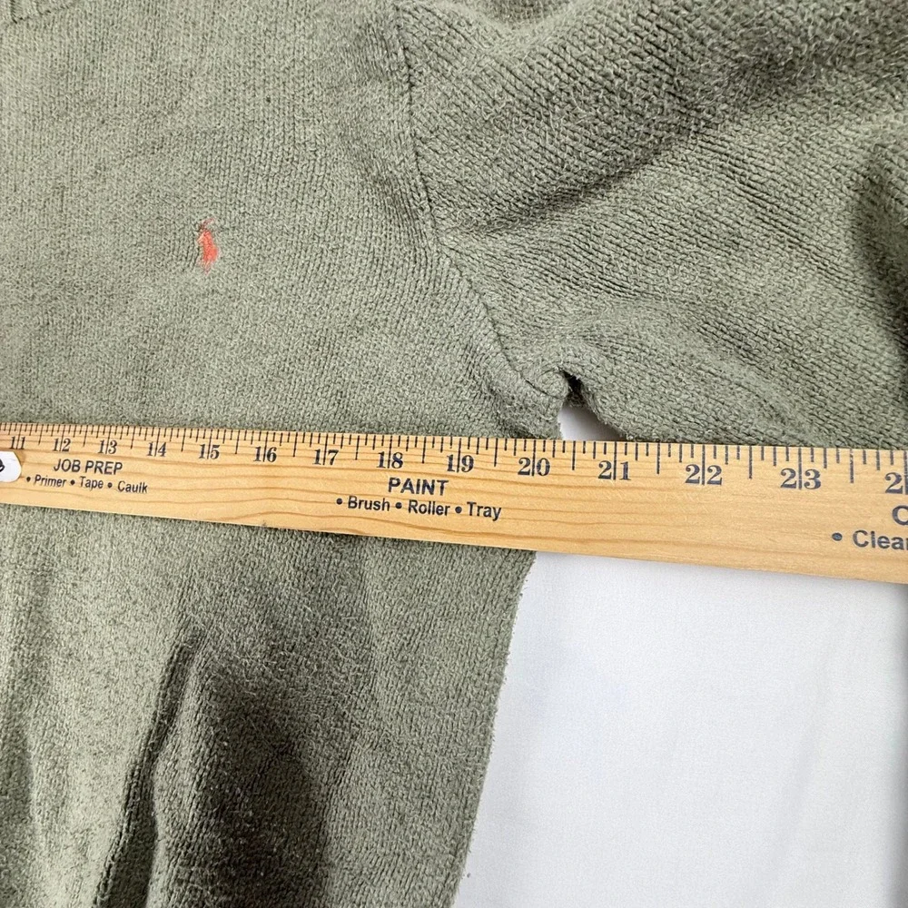 Vintage 90s Polo Ralph Lauren Sweater M Sage Green Cotton Knit Preppy Old Money